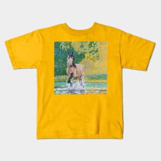 A horse splashing in water Kids T-Shirt